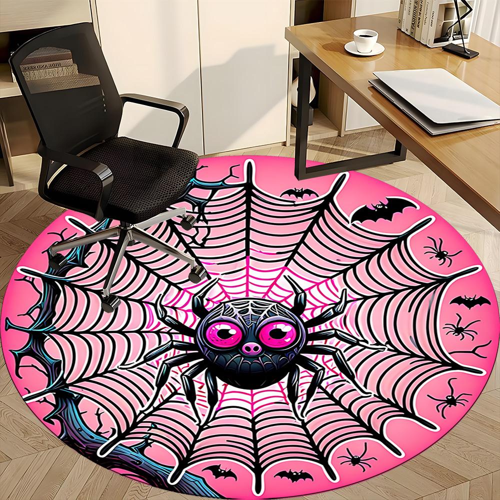 1pc Spider Web Office Round Area Rug, Indoor Mat Suitable ForOffice, Under Office Chairs Bedroom Living Room Home Decor, Room Deco,  n54
