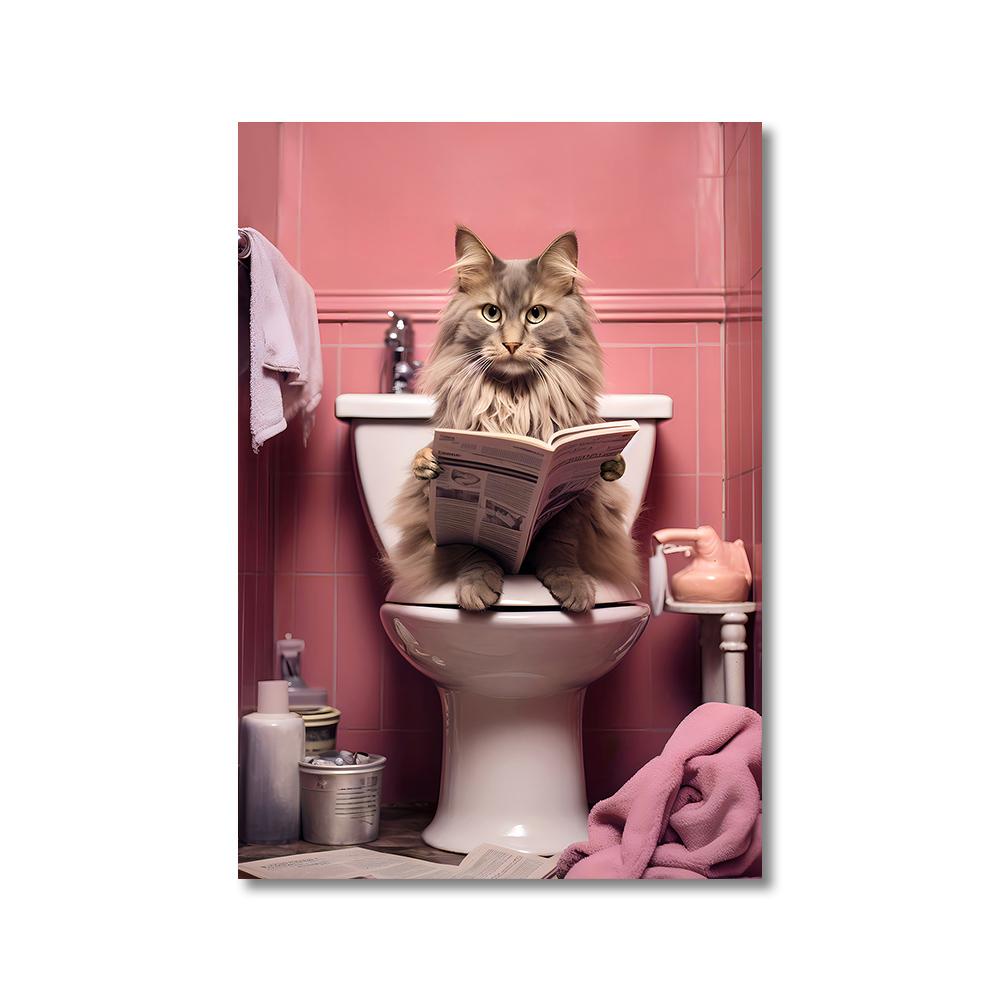 Funny Animals Toilet Canvas Painting Prints Gorilla Elephant Cat Dog Wall Art Poster Picture for Bathroom Room Home Decoration