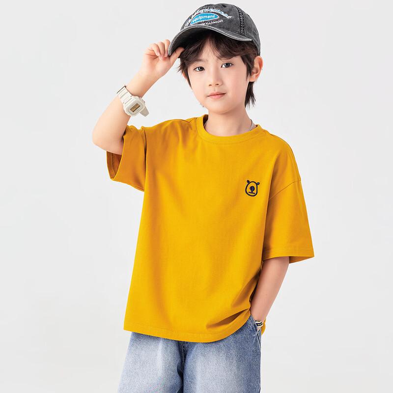 Daduoja Boys' Embroidered Pure Cotton Cool-Feel Short Sleeve T-Shirt