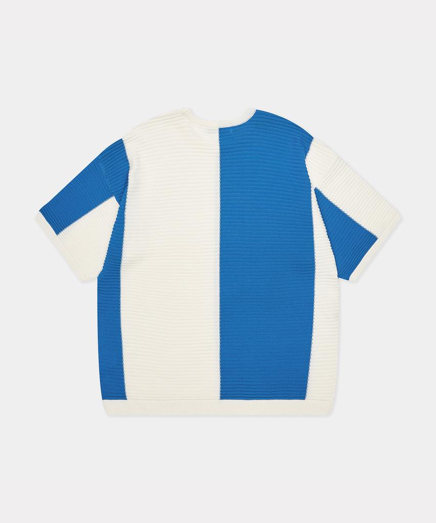 ZENSAI Combination Block Knit Blue