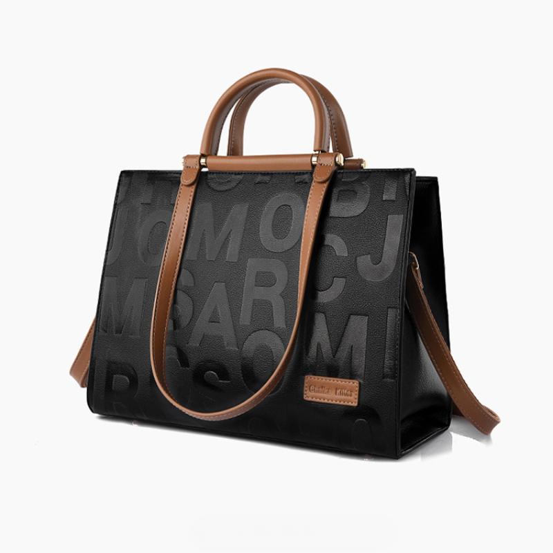 New Fashion Letter Embossed Tote Bag Commuter Business Large Capacity Ladies Clutch Bag Elegant Women's Handbag Can Be Crossbody One Shoulder Handheld