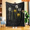 1pc 2D Flat Printing Spring & Summer New Arrival Dandelion Pattern Digital Print Blanket, Suitable for All Seasons, Casual Throw Blanket, 100% Polyest