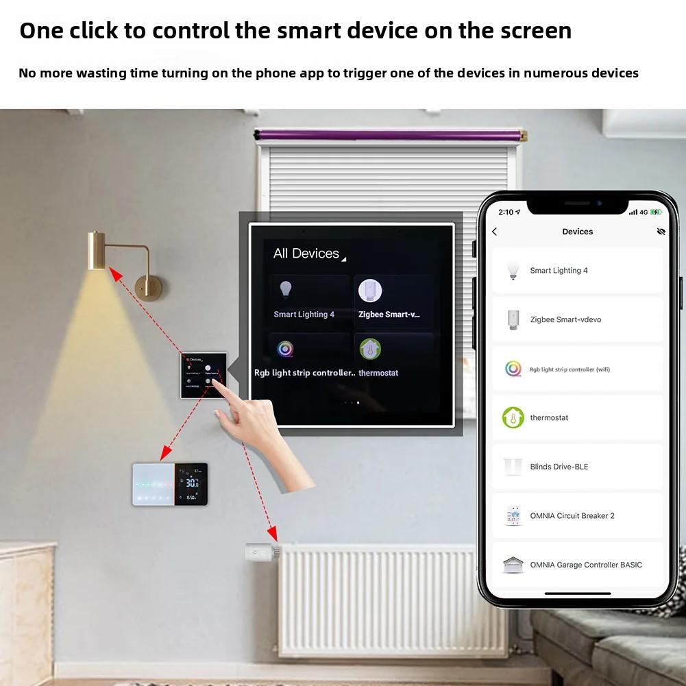 Duomei 4-Inch In-Wall Smart Home Control Panel Multi-Functional Touch Screen Tempered AG Glass ABS 10A Max Current 2.4G/5G WiFi