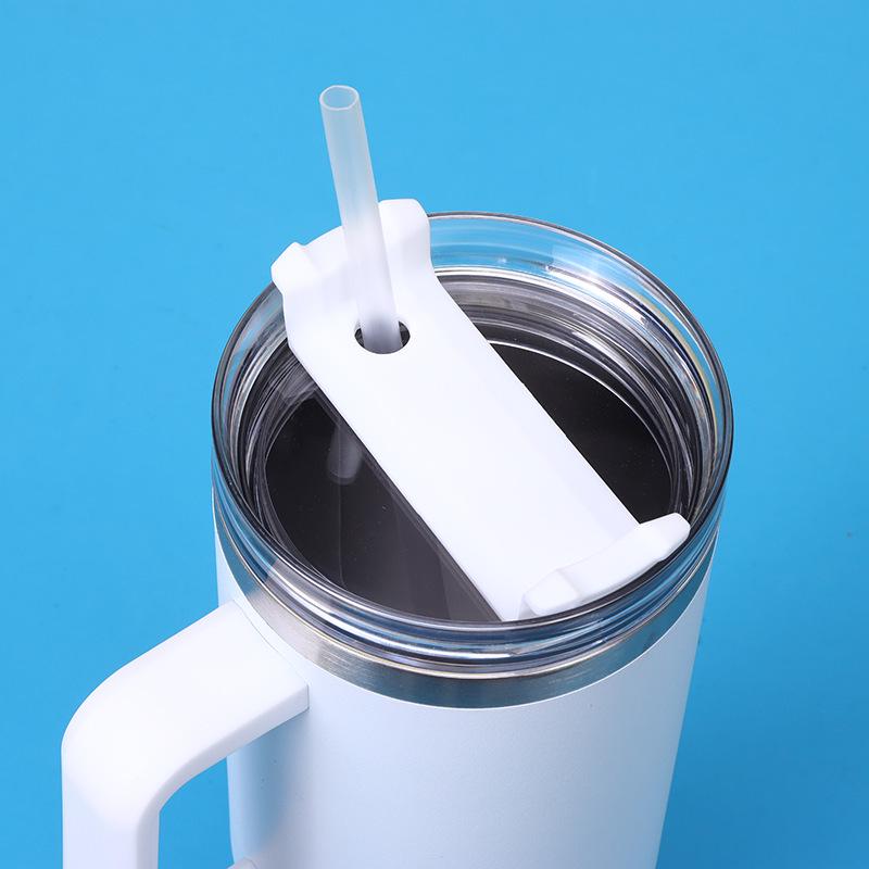 Large Capacity Insulated Stainless Steel Car Cup with Handle and Straw - Double Layer for Cold Retention (Ice Buster)