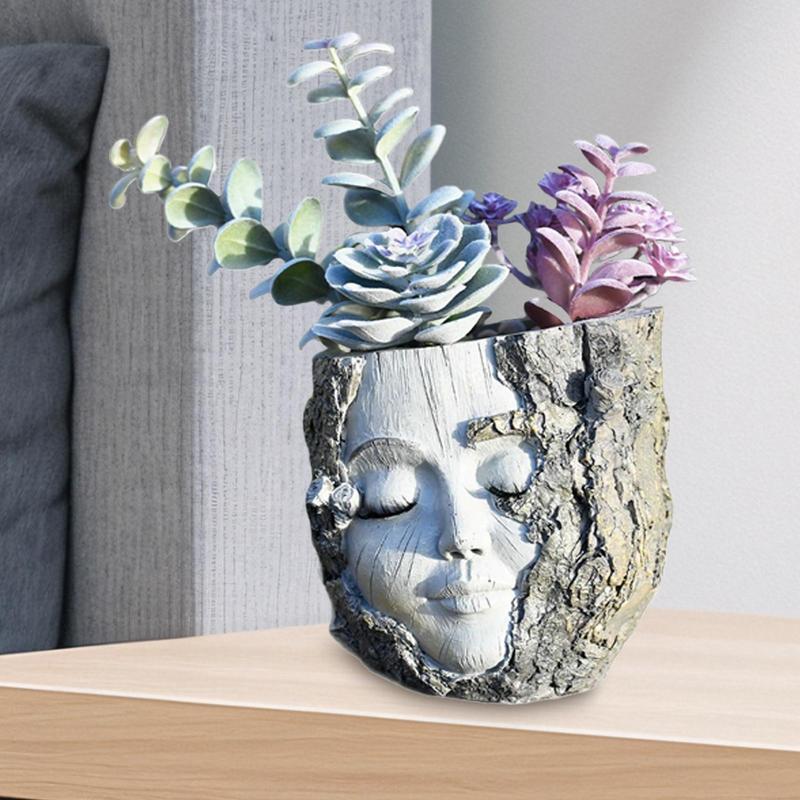 Creative Girls Face Head Flower Planter Succulent Plant Container Pot Flowerpot Home Decor Tabletop Ornament Garden Decoration
