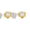 Light Luxury White Zircon Heart-shaped Stud Earrings for Women,Gold Color Stainless Steel Earrings,Trendy Jewelry Gift
