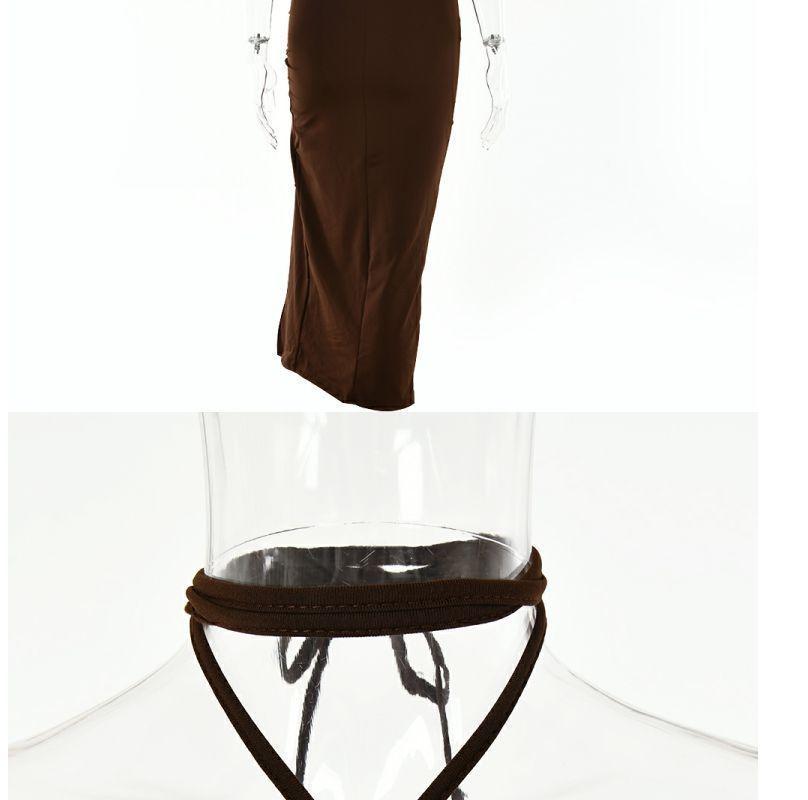 European Fashion Sleeveless High-Split Halter Neck Dress