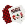 4pcs Festive Christmas Placemats - Red & Black Houndstooth Design with Santa, Reindeer & Snowflakes, Polyester Fabric
