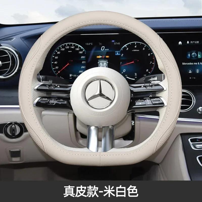 Capa de Volante para Mercedes-Benz Classe B C S E SLK GLB GLC GLE EQC EQE Acessórios para Carro Couro Genuíno Antiderrapante à Prova de Suor mo00