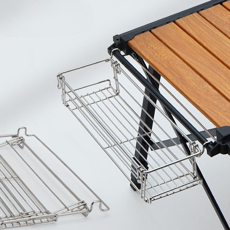 Aluminum Outdoor Table Side Storage Rack Hanging Mesh IGT Table Expansion Bracket Folding Table Extension Basket Folding Rack