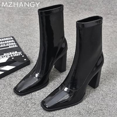 Winter Dames Sneeuw Enkellaarsjes Leer Hoge Hakken Mode Sexy Schoenen Dames 2024 Trend Nieuwe Designer Pumps Goth Klassiek Botas Mujer