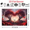 2D Valentine's Day Backdrop, Couple Silhouette with Heart Trees Background Cloth