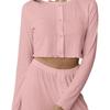 European & American Autumn/Winter Cotton Blend Knit Long Sleeve & Pants Set