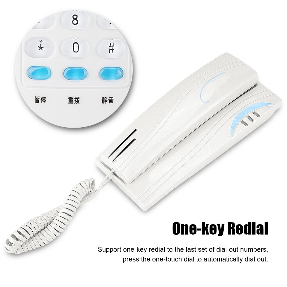 Mini Wall mounted Desktop Dual use Landline Wired Home Office Fixed Telephone (White)