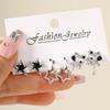 6 Stück/Set Y2k Liebe Stern Ohrstecker für Damen Mädchen Vintage Unregelmäßig Zirkon Schleife Glänzend Ohrstecker Set Punk Trendiger Schmuck Geschenk
