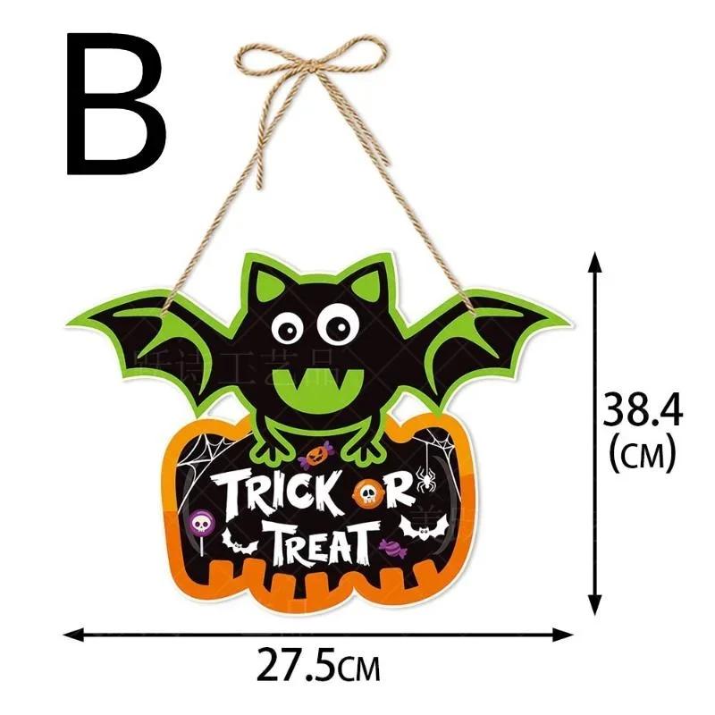 New Halloween Pumpkin Hanging Sign Spooky Witch Bat Trick or Treat Banners Front Door Decor Party Decorations