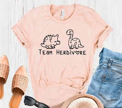 Team Herbivore Vegan Dinosaur T-Shirt, Cute Vegetarian Tee
