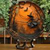 Witch On a Broom Halloween Aluminum Wall Art Classic Style 8x8 Inch Round Metal Sign Weatherproof High Quality Printing
