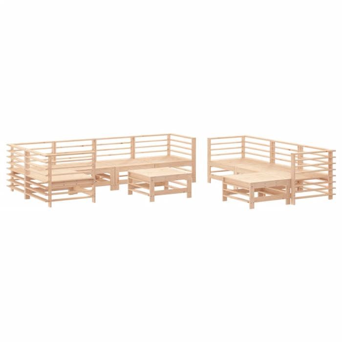 VidaXL Salon de Jardin avec Coussins 10 pcs, Canapés avec Dossier et Accoudoir, Ensemble de Meubles avec Table Basse Patio 3186095