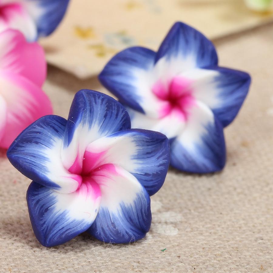 15mm Polymer Clay Plumeria Egg Flower Beads for DIY Bracelet and Necklace Jewelry Making