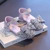 Children's Crystal Princess Shoes bow Tie stylish summer new girls' head-wrapped sandals small high heels performance shoes