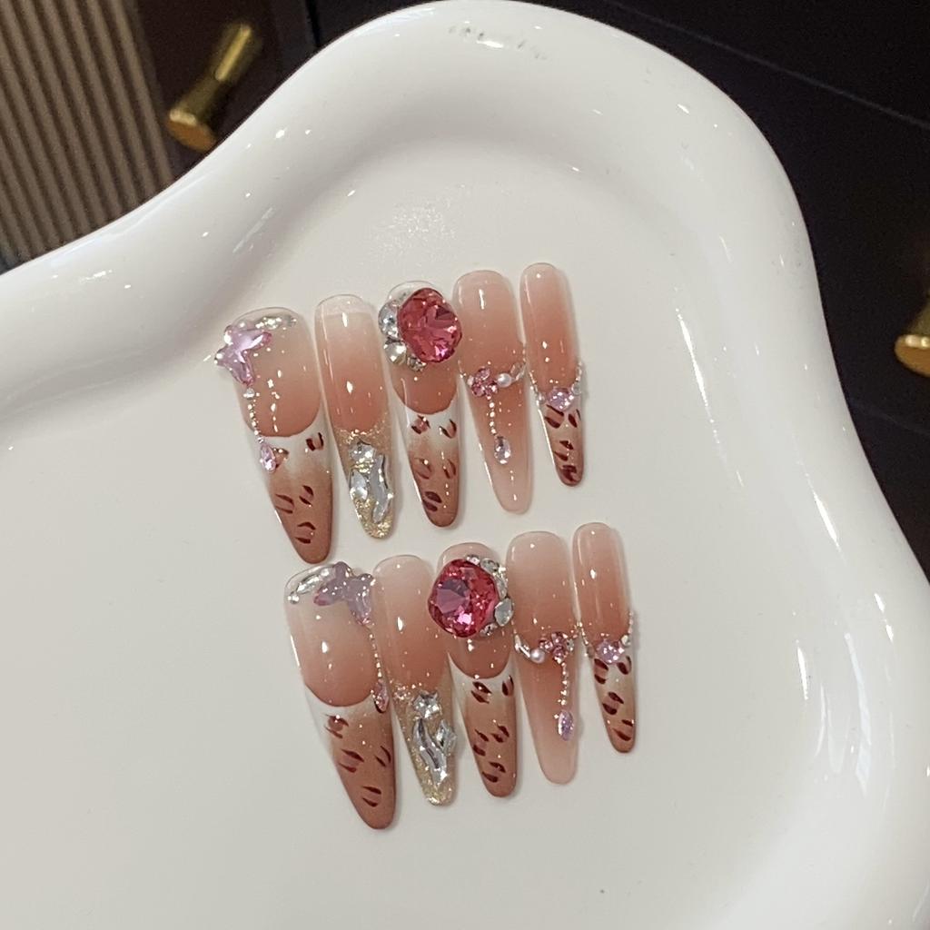Handgefertigt Süß Eis-transparent Französische Kette Kleiner Diamant Rosa Leopardenmuster Wächter Liebling Tragen Rüstung