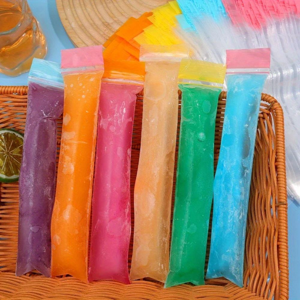 100pcs Summer Colorful Ice Cube Bags, Beverage & Cocktail Ice Cubes Bag, Self-Sealing Freezer Bags, Stackable Space-Saving for Summer Parties