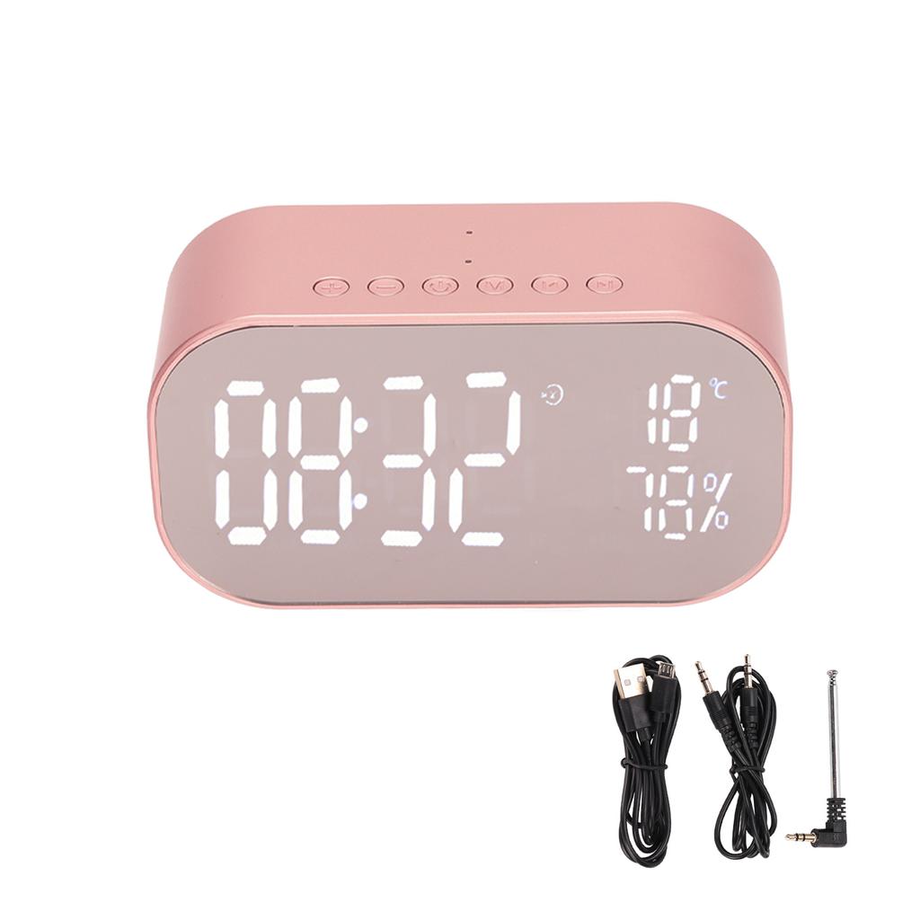 Alarm Clock Radio Multifunction FM Digital Radio Alarm Clock with Bluetooth Speaker for Home BedroomRose Gold