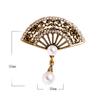 Oil Ancient Style Chinese Style Collar Pin Jewelry Accessories Enamel Fan Brooches Women Brooch