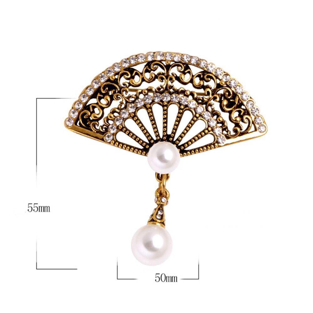 Oil Ancient Style Chinese Style Collar Pin Jewelry Accessories Enamel Fan Brooches Women Brooch