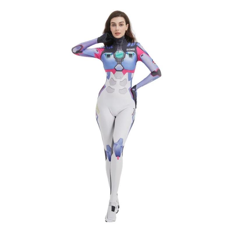 Halloween Women Game Network Armor Cosplay Jumpsuit Mechanical Combat Mecha Masquerade Party Zentai Suit Rave Outfit Bodysuits