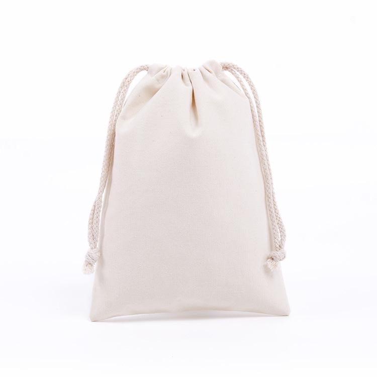 Eco-friendly White Cotton Drawstring Pouch - Custom Canvas Storage Bag