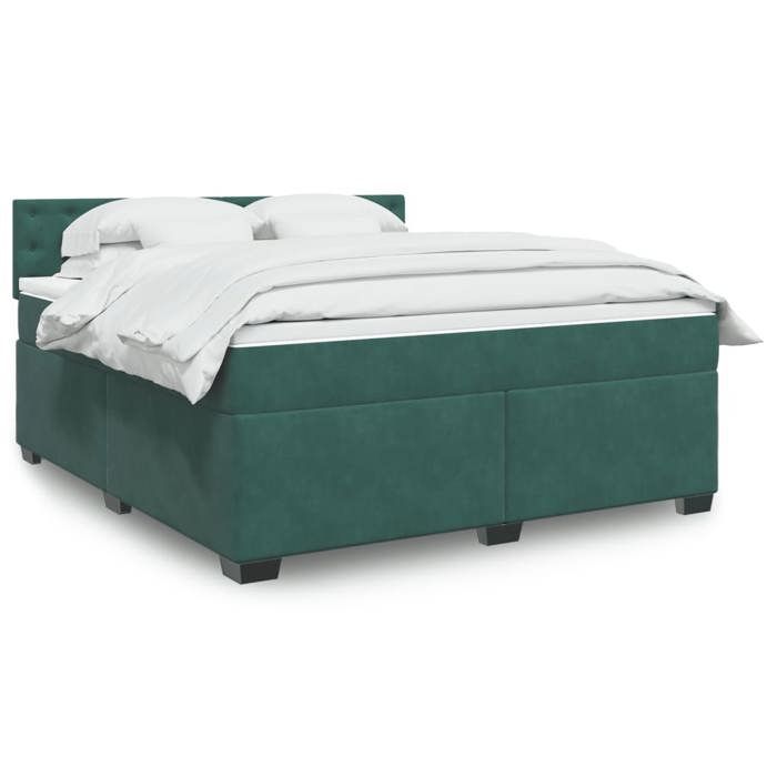 VidaXL Slat Bed Base and Mattress Dark Green 180x200cm Velvet 3286393