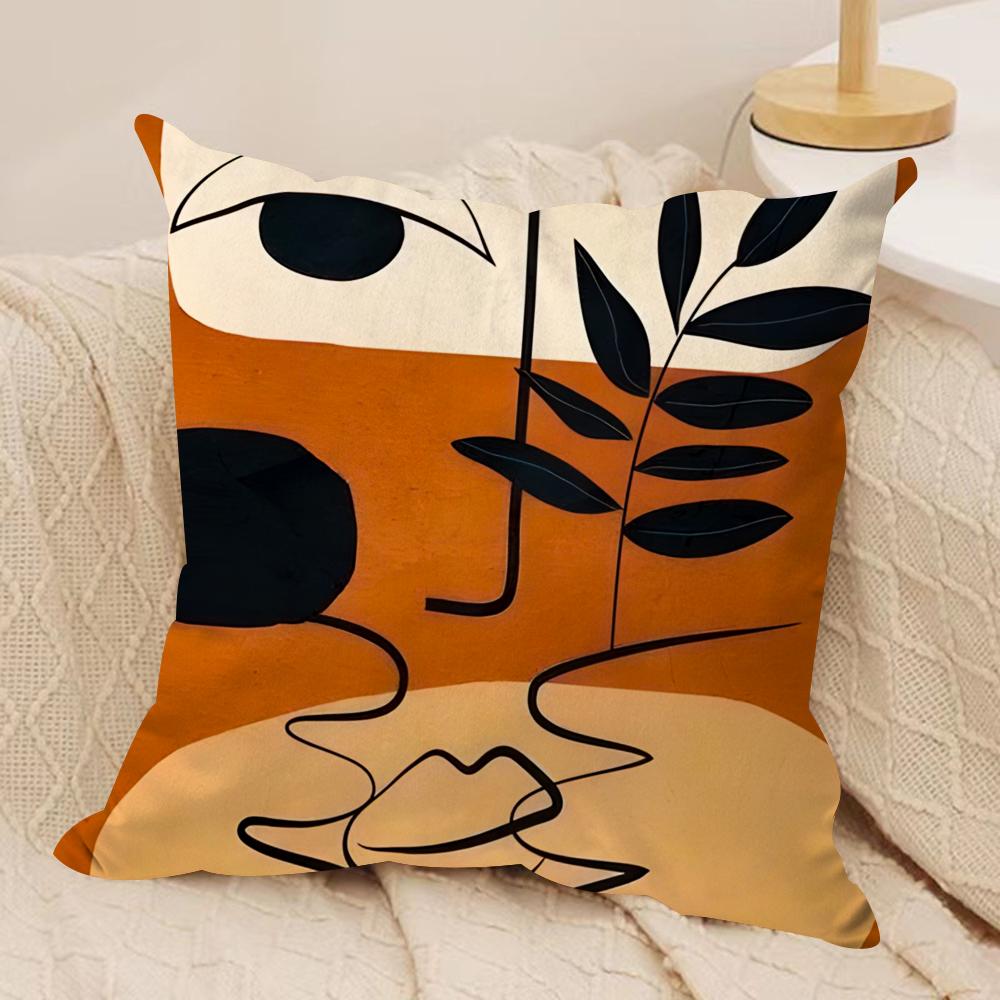 Art Abstract Illustration Cushion Cover Soft Plush Fabric Double-Sided Printed Sofa Cushion Cover for All Seasons Home DecorGift