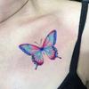 Verlauf Rotes Und Blaues Schmetterlings-Tattoo-Aufkleber Wasserdicht Und Langlebig Damen-Schlüsselbein High-End Simulations-Tattoo