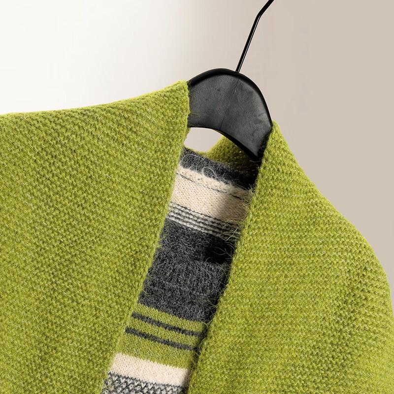 Women's Retro Striped Wool Blend Sweater