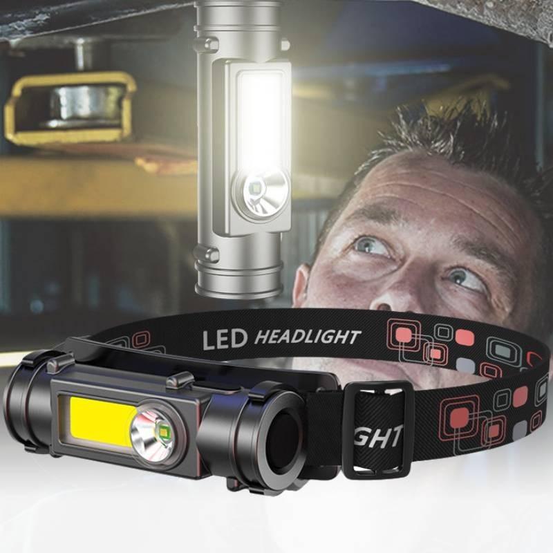 Headlight Strong Dual Light Source Flashlight Cob Outdoor Fishing Hiking Camping