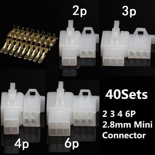 40 Pcs Car Motorcycle Electrical 2.8mm 2 3 4 6 Pin Wire Auto Connector Terminal
