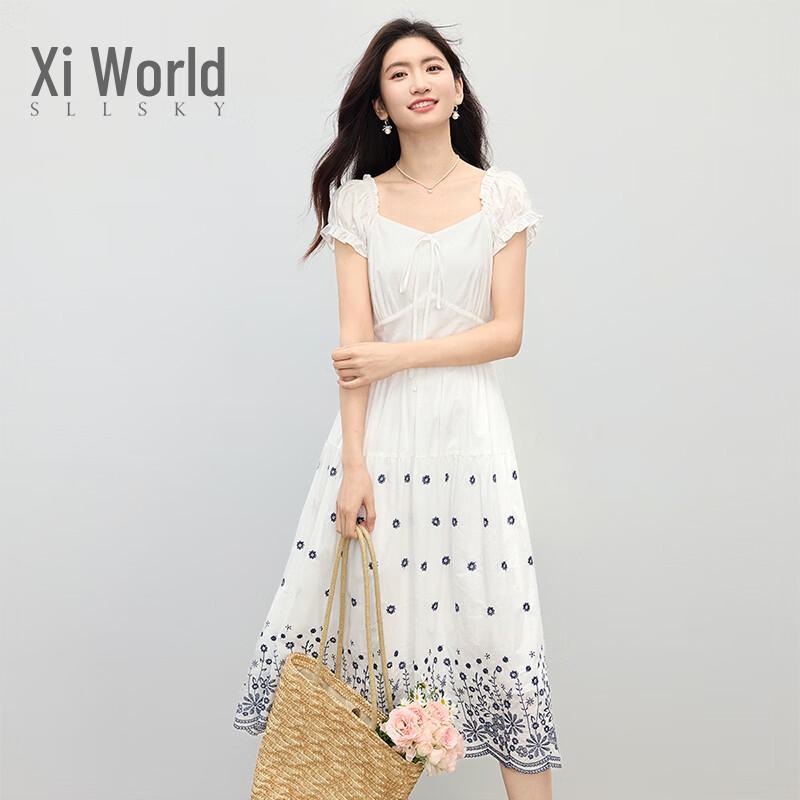 Sllsky Bohemian Embroidered Long Dress S