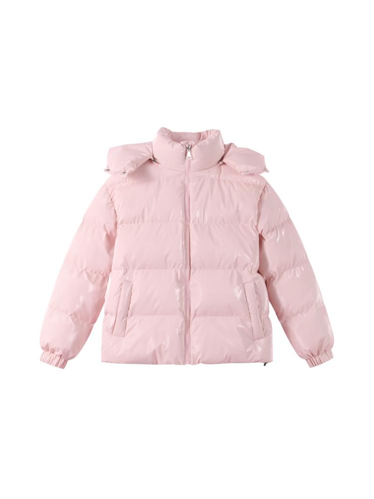 Damen Kurze Helle Gesicht Abnehmbare Mütze Daunenjacke Damen Warme, Schlichte und Modische Winterjacke 2025