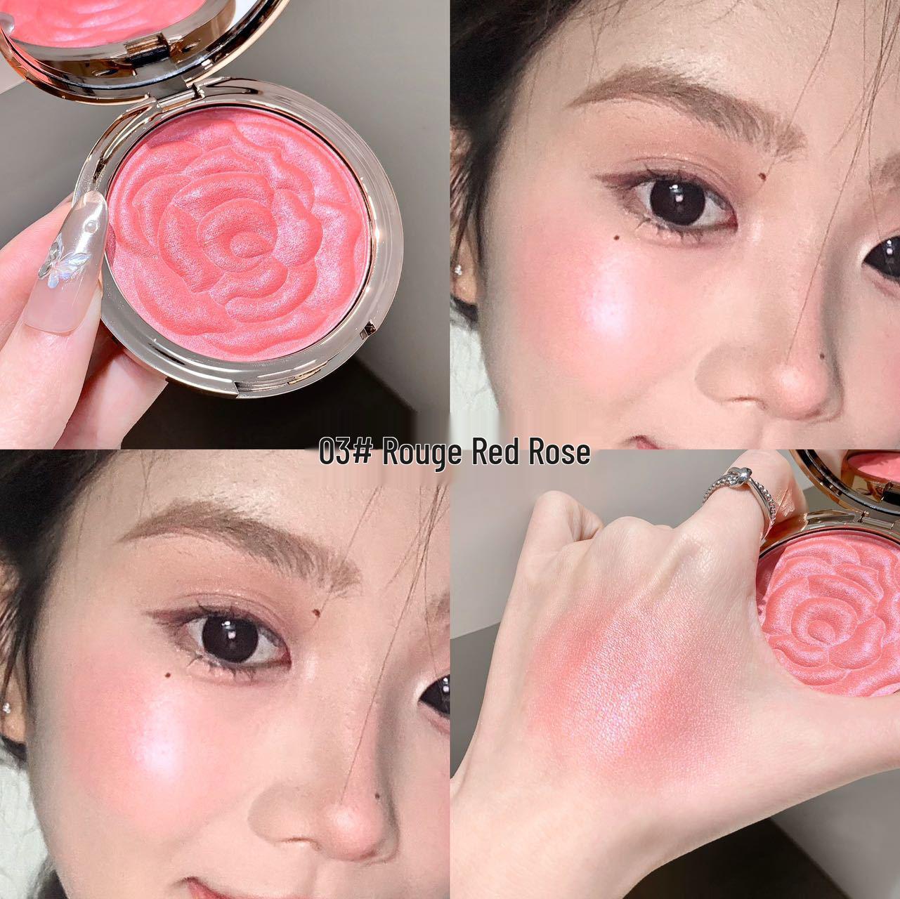 Kakashow Rose-Embossed Blush: Natural Nude, Brightening Matte Contour Palette for Energetic Girls.