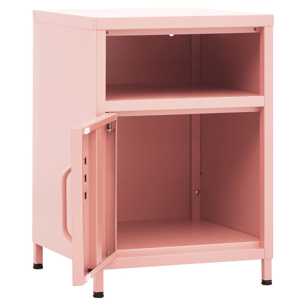 Pink Nightstand 35 x 35 x 51 cm Steel