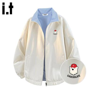 CHOCOOLATE Women's Striped Reversible Stand-Collar Jacket