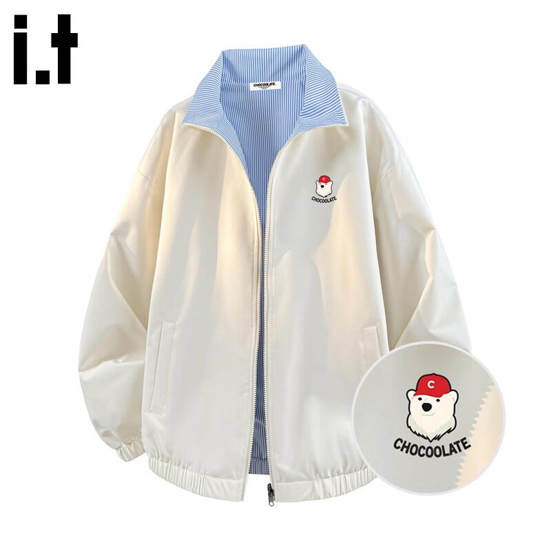 CHOCOOLATE Women s Striped Reversible Stand-Collar Jacket 2XL