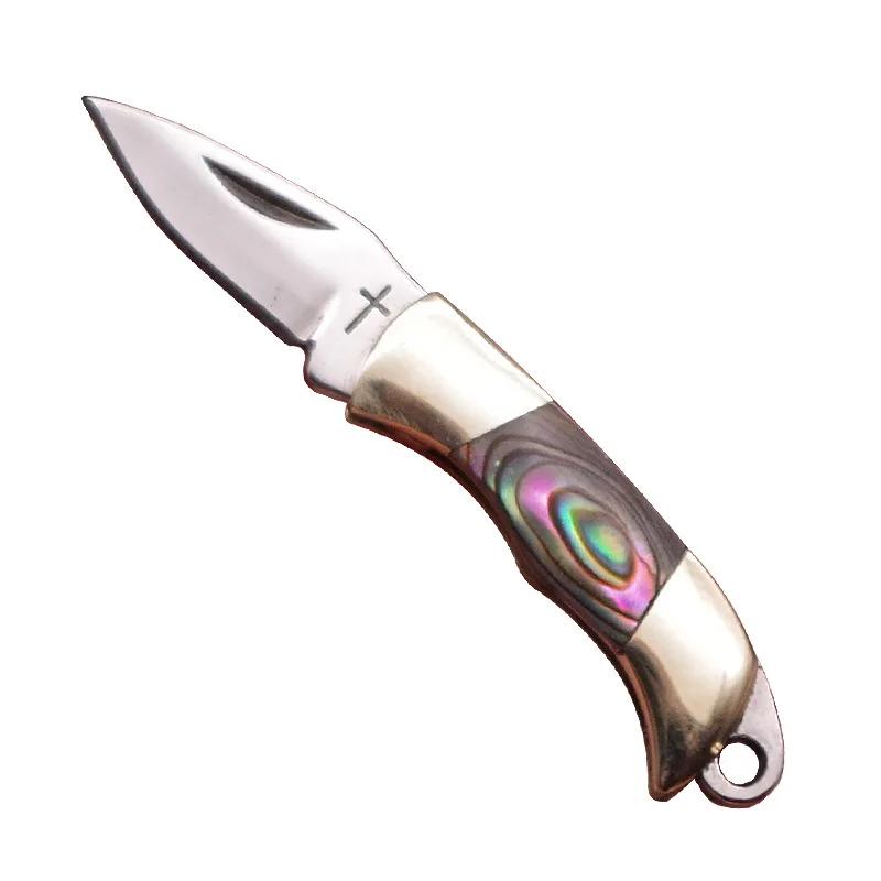 Roostevaba teras Terav Mini Kokkupandav Taskunuga Messingist Kest Käepide Võtmehoidja Pakendamata Kaasaskantav Kandmine Puuviljade Koorimisnuga