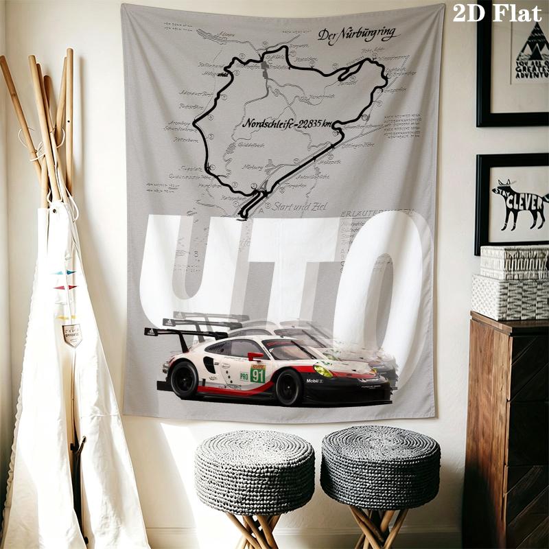 Nurburgring Wall Tapestry Aesthetic Wall Hanging Printed Fabric Blanket Decorative Tapestries for Bedroom Living Room Home Decor