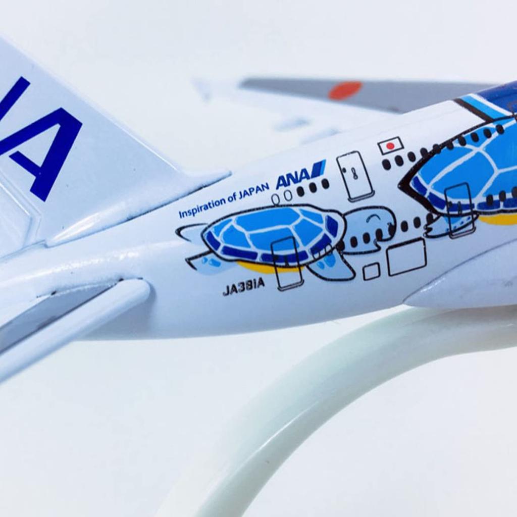Scale Alloy ANA Sea Turtle Painted Airbus A380 Model Simulation Passenger Aircraft Aircraft Airbus Model with Display Stand 1/500