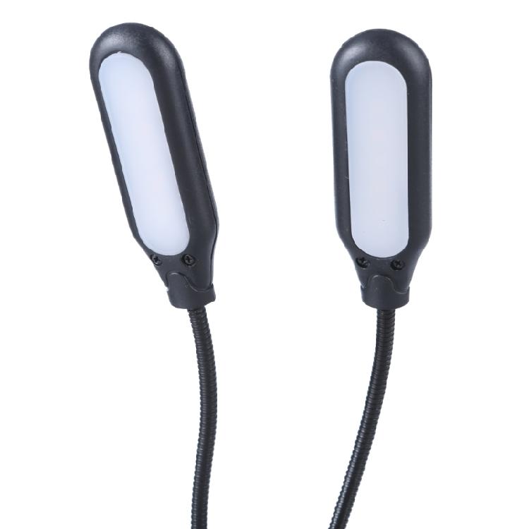 Two Arm USB Clip Light LED Desk Lamp Flexible 1000mAh Rechargeable Battery for Night Reading