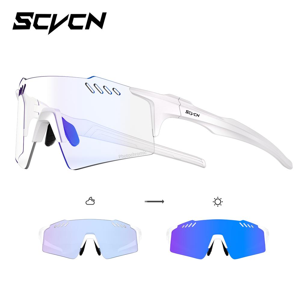 SCVCN Photochromic Hiking Eyewear Fashion Rimless Cycling Glasss Sports Running Sunglasses for Men Goggles Mtb Bicycle 1 Lens