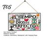 Floral Wooden Hanging Plaque Spanish Religious Prayer Wall Ornament with Rose Cross Flower, New Home Housewarming Gifts Decorative Pendant for Living